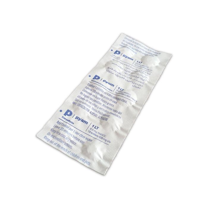 PASTILLAS POTABILIZADORAS DESINFECTANTES DE AGUA EN BLISTER