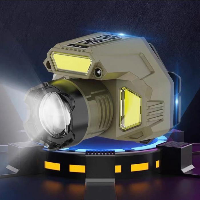 LINTERNA MINERA RECARGABLE HK-917 CON BALIZA ROJA