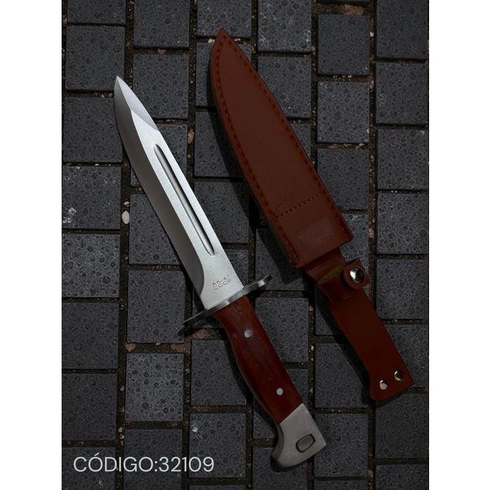 CUCHILLO T�CTICO TIPO AK47 FUNDA TIPO CUERO