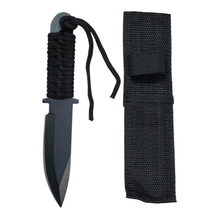 CUCHILLO TACTICO CON FUNDA Y CORDIN NEGRO