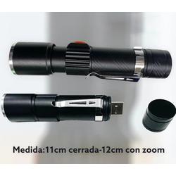 LINTERNA METLICA RECARGABLE USB CON ZOOM