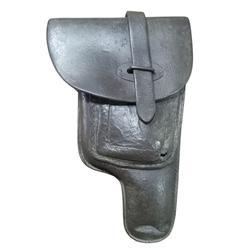 PISTOLERA DE CUERO CON PORTA CARGADOR -USADA-